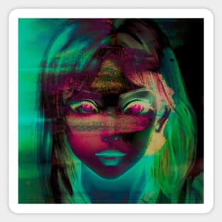 Damage From Above - Glitch Art Portrait Sticker